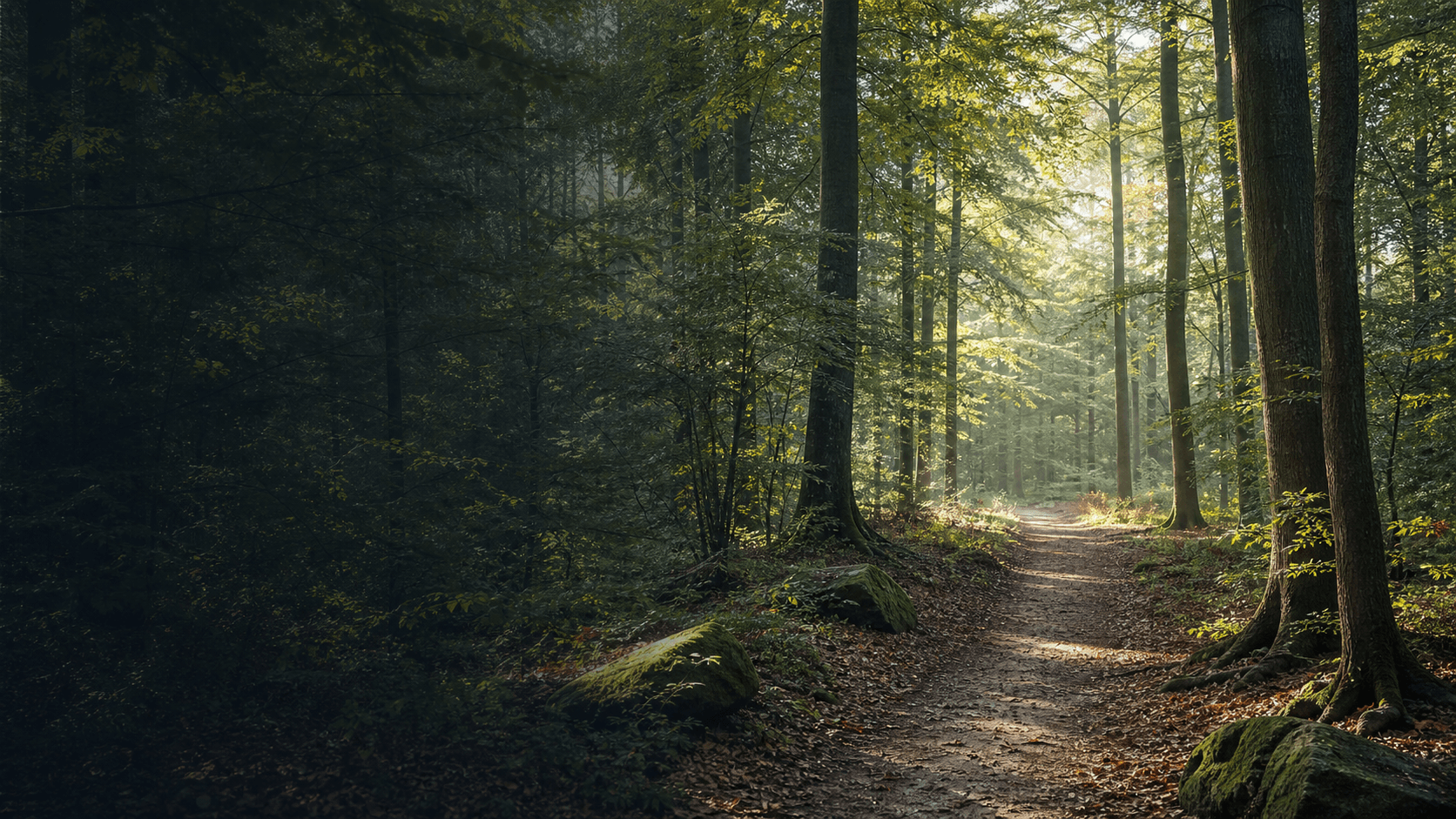 Ruhiger Waldweg als Symbol für eine Waldbestattung