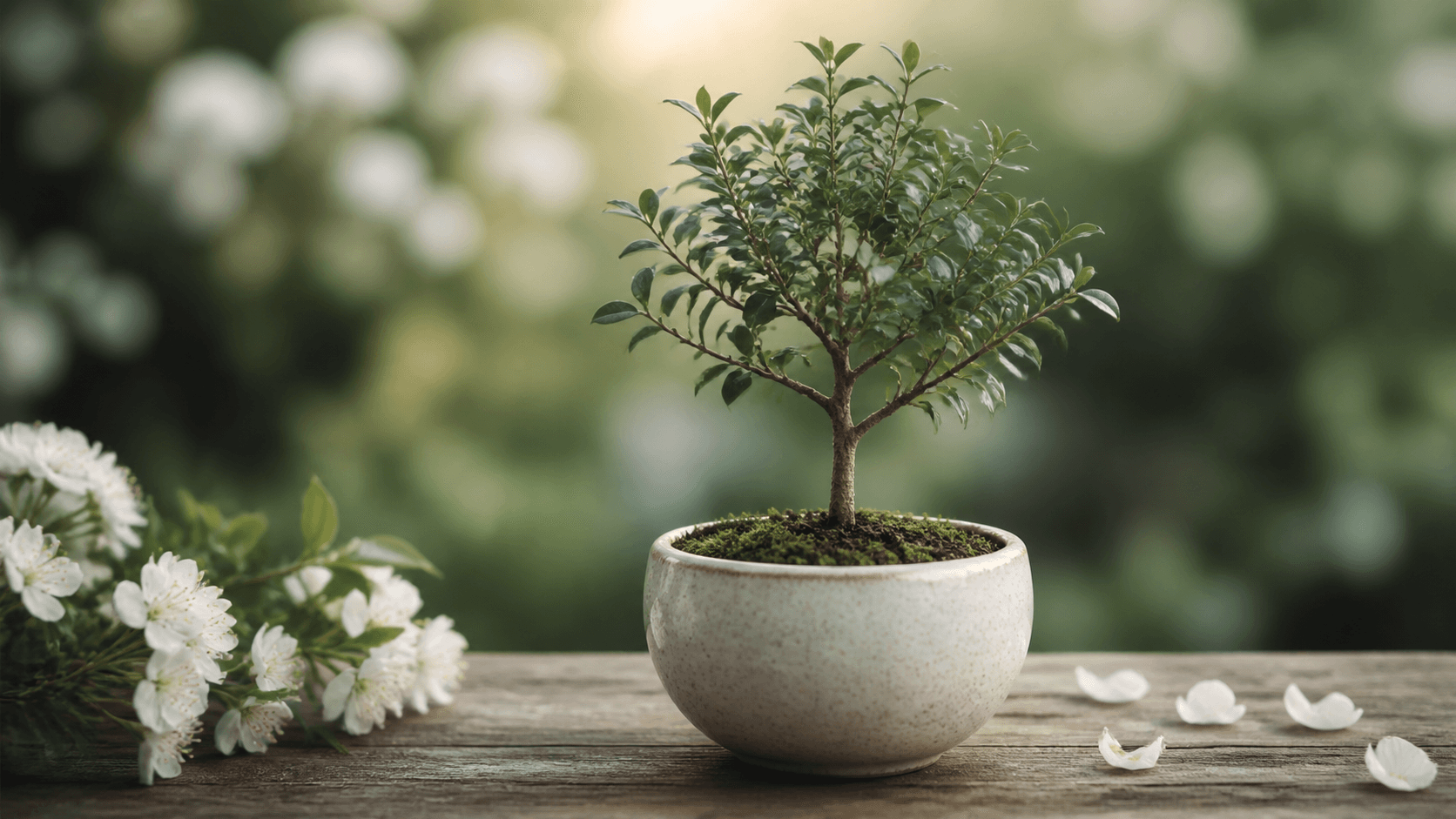 Junger Baum im Pflanzgefäß als Symbol für eine Tree-of-Life-Bestattung